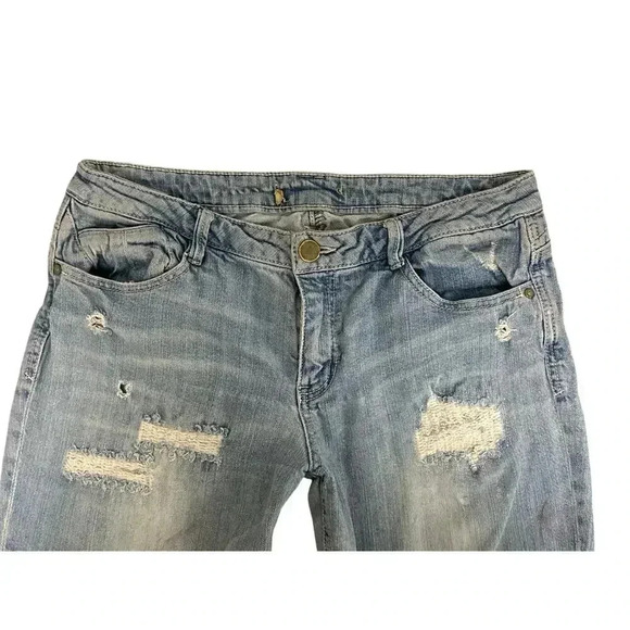 Artisan Craft Democracy Women's Patchwork Distressed Jeans Size 15 Blue - Picture 2 of 9